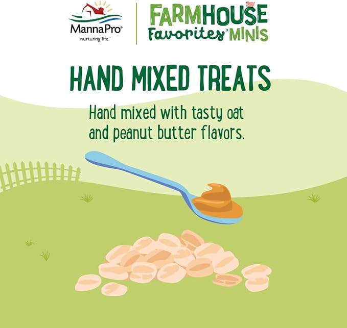 Manna Pro Farmhouse Favorites Mini Pig Treats, Baked Snack for Mini and Teacup Pigs, Hand-Mixed, Peanut Butter Flavored, Supports Training and Bonding, Premium Treats for Small Pigs, 3 lb Bag