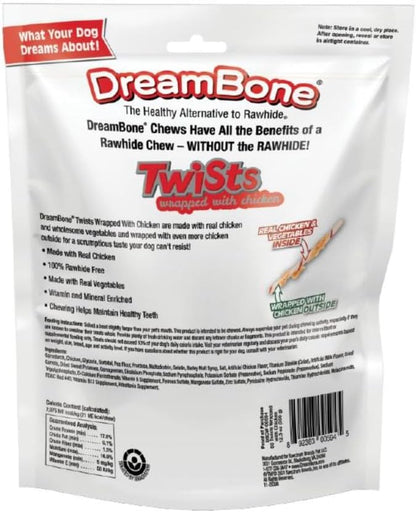 DreamBone Chicken Wrapped Twist Stick Rawhide-Free Dog Treats, 50 Count