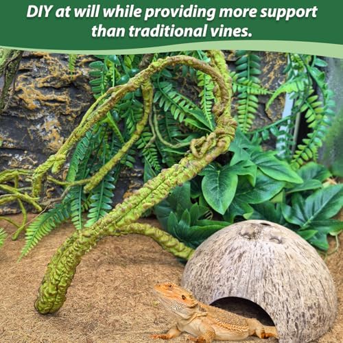PINVNBY Flexible Bend-A-Branch Jungle Vines Pet Habitat Decor Reptile Plants Terrarium for Lizard, Frogs, Snakes and More Reptiles Climbing (Fat: 43.31 x 0.79 Inch)