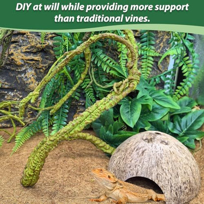 PINVNBY Flexible Bend-A-Branch Jungle Vines Pet Habitat Decor Reptile Plants Terrarium for Lizard, Frogs, Snakes and More Reptiles Climbing (Fat: 43.31 x 0.79 Inch)