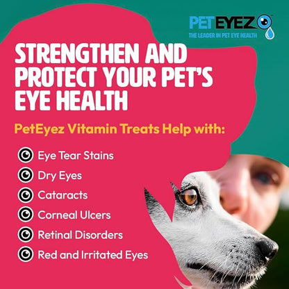 PetEyez Tear Stain Remover Vitamin Treats for Dogs - Support Eye Health & Reduce Itching & Tear Stain Buildup - 100% Natural Dog Treats with Superfoods, Antioxidants & Nutrients - Beef Liver - 1oz