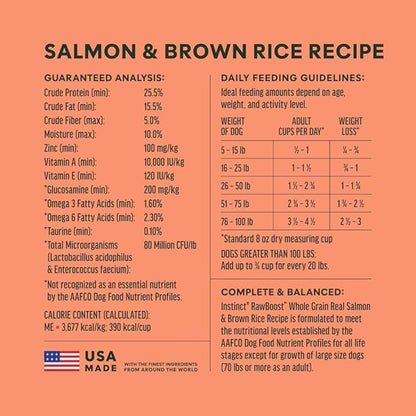 Instinct RawBoost, Natural Dry Dog Food with FreshDried Raw, Whole Grain Recipe - Real Salmon & Brown Rice, 19 lb. Bag