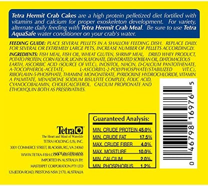 Tetra TetraFauna Hermit Crab Cakes Food Pellets for All Land Crabs, 1.58 oz