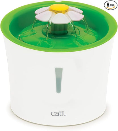Catit Flower Fountain with Triple Action Filter,Cat Drinking Water Fountain,3 L,Green,(Pack of 6)