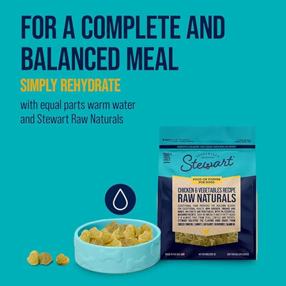 Stewart Raw Naturals Freeze Dried Raw Dog Food or Meal Topper, Chicken & Vegetables Recipe, 8 Ounce Bag, Complete and Balanced Nutrition
