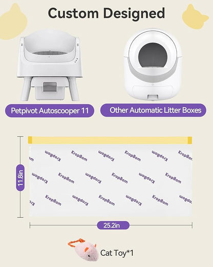 80 Count Automatic Cat Litter Box Liners Compatible with PetPivot AutoScooper 11 and Similar Open Top Self Cleaning Litter Box, Heavy Duty Cat Litter Bags Liners with Drawstring, 25.19" x 11.8"