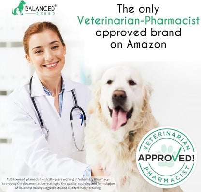Balanced Breed All-in-1 Dog Vitamins Supplements Made in USA Vet-Pharmacist Approved Dog Multivitamin Probiotics Glucosamine Chondroitin Dogs Salmon Oil Skin Coat Immune Senior Dogs Supplement NonGMO