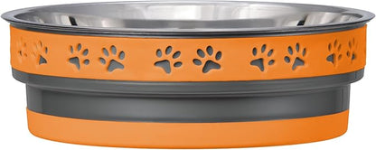 Loving Pets Corsa Dog Bowls- Stainless Steel Dog & Cat Bowls - Spill Proof Dog Food Bowl, Cat Bowl, Puppy Essentials & Pet Supplies Great for Home & Travel (Small 10-20 lbs, Inferno Orange)
