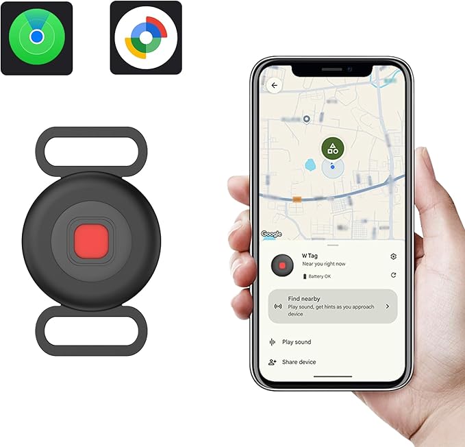 Dog Tracker 2 Pack, Pet Tracker for Dogs, Bluetooth Dog Tracking Tag Works with Apple Find My & Android Find Hub, IP67 Waterproof Anti-Lost Locator (Black)
