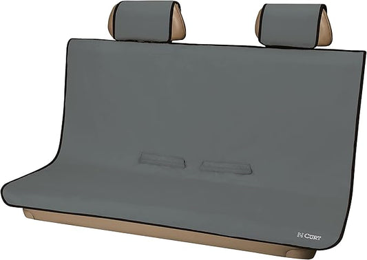 CURT 18510 Seat Defender 58-Inch x 55-Inch Grey Waterproof Universal Bench Car Seat Cover Protector