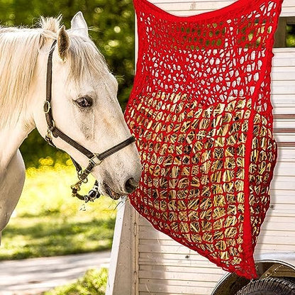 Fabbay 2 Pcs Slow Feed Hay Net for Horses, 35 x 31 Inch Hay Bag, Red