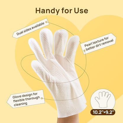 HICC PET Cleaning Deodorizing Glove Wipes for Dogs & Cats, Vet Recommended Hypoallergenic Hydrating & Nourish Fur Pet Grooming Glove Wipes, Pet Bathing Wipes for Horse Coat Care,20pcs Unscented