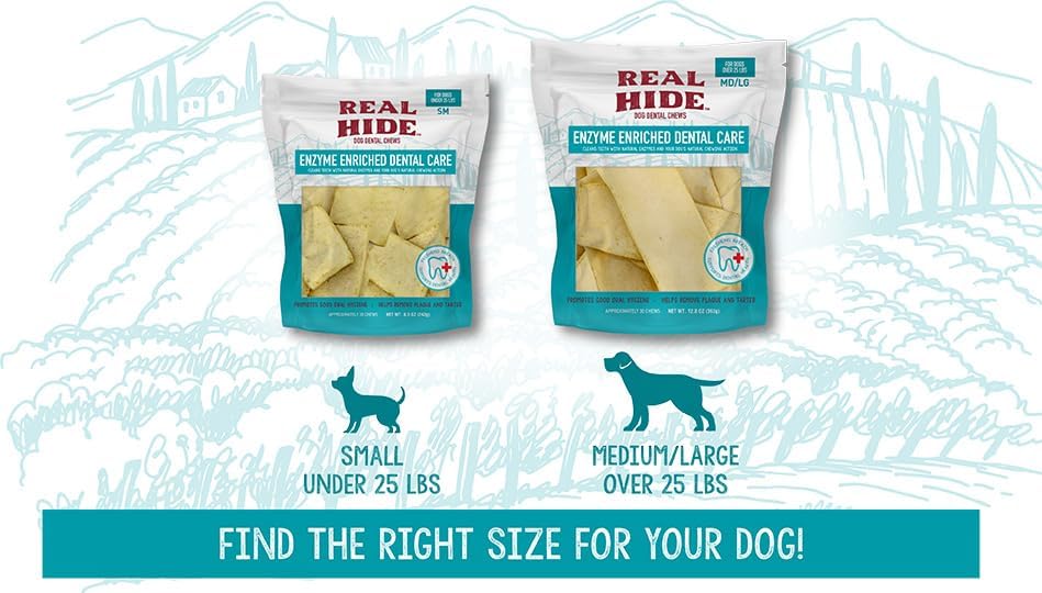 Real Hide Enzyme Enriched Dental Care Dog Chews for Medium/Large Dogs