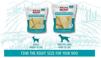 Real Hide Enzyme Enriched Dental Care Dog Chews for Medium/Large Dogs