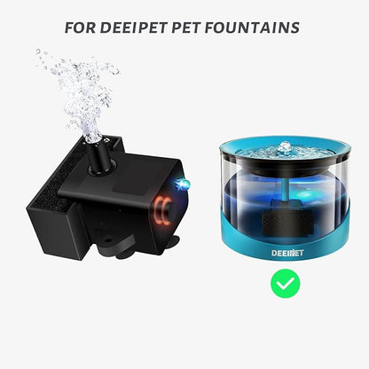 DEEIPET Replacement Pump for Cat Water Fountain, Compatible with Model JC-A15 2.2L/74oz Automatic Pet Water Fountain Dog Water Dispenser, Super Quiet Dog Pet Fountain Water Pump Black