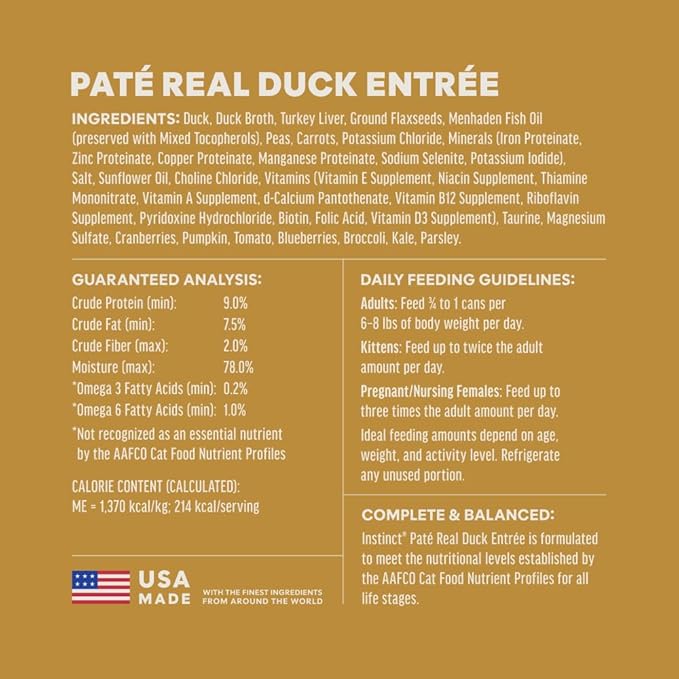 Instinct Original Pate Wet Cat Food, Grain Free Recipe - Real Duck, 5.5 Ounce (Pack of 12)