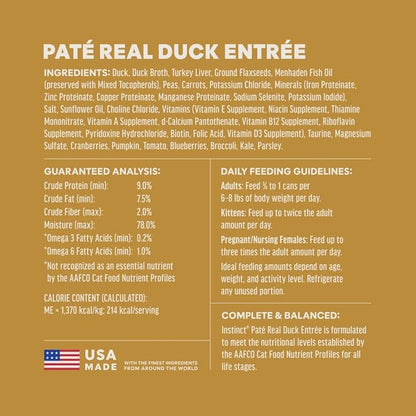 Instinct Original Pate Wet Cat Food, Grain Free Recipe - Real Duck, 5.5 Ounce (Pack of 12)