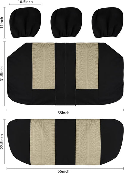 VarCozy Car Seat Covers Full Set, Front & Split Rear Bench for Car, Universal Cloth SUV, Sedan, Van, Automotive Interior Covers, Airbag Compatible