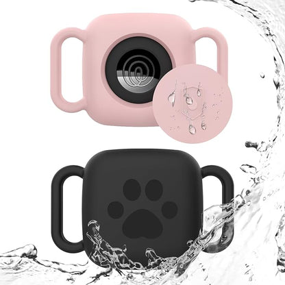 2 Pack Silicone Case for Tile Mate 2024/2022, Tracker Cover for Dog/Cat Collar Holder, Waterproof & Dustproof, Black&Pink