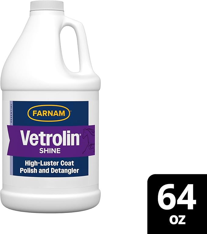 Farnam Vetrolin Shine, High-Luster Coat Polish and Detangler Spray, Ideal for Horses and Dogs, 64 oz.