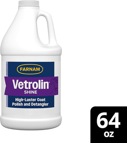 Farnam Vetrolin Shine, High-Luster Coat Polish and Detangler Spray, Ideal for Horses and Dogs, 64 oz.