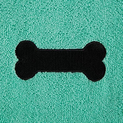 Bone Dry Pet Grooming Towel Collection Absorbent Microfiber X-Large, 41x23.5, Embroidered Green (Pack of 12)