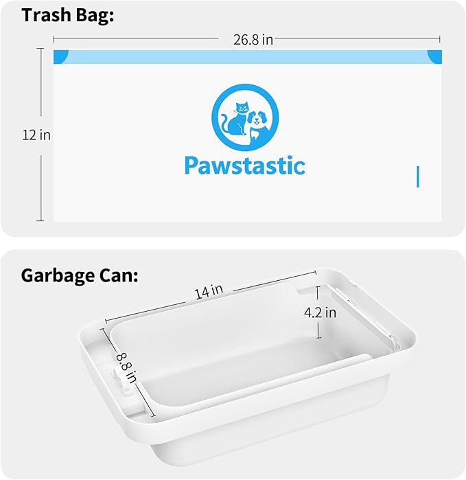 Pawstastic Replaced Waste Bags-2 Rolls, Cat Litter Waste Receptacles Bags for Paw101 Self-Cleaning Cat Litter Box