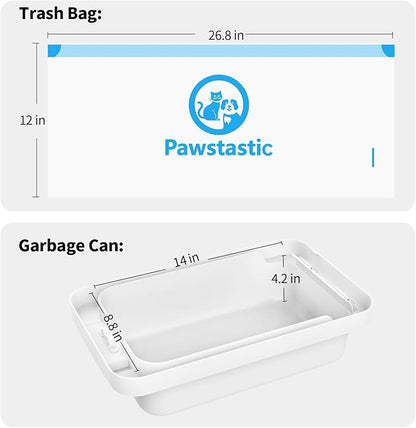 Pawstastic Replaced Waste Bags-2 Rolls, Cat Litter Waste Receptacles Bags for Paw101 Self-Cleaning Cat Litter Box