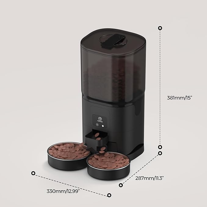 PAPIFEED Automatic Cat Feeder 2 Cats, 2.4G WiFi Cat Food Dispenser with App Control, 7L Slow Feed Timed Cat Feeders for Dry Food, 10 Meals/Day, 12 Portions/Meal, Dual Power Supply