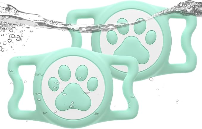 IP68 Waterproof Dog AirTag Holder for Dog Collar, Soft, Stretchy Silicone | Full-Body Protection, Easy Tool-Free Installation, Quiet, No-Dangle Fit, Lightweight, Fits Dog & Cat Collars of All Widths