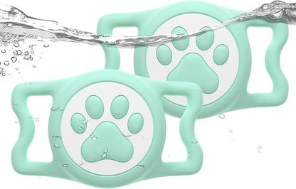 IP68 Waterproof Dog AirTag Holder for Dog Collar, Soft, Stretchy Silicone | Full-Body Protection, Easy Tool-Free Installation, Quiet, No-Dangle Fit, Lightweight, Fits Dog & Cat Collars of All Widths
