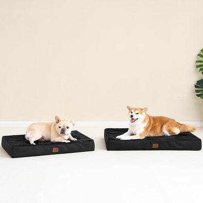 EHEYCIGA Orthopedic Dog Bed Waterproof 30"x20", Memory Foam Pet Bed for Medium Dogs, Washable Pet Mat with Removable Cover, Black