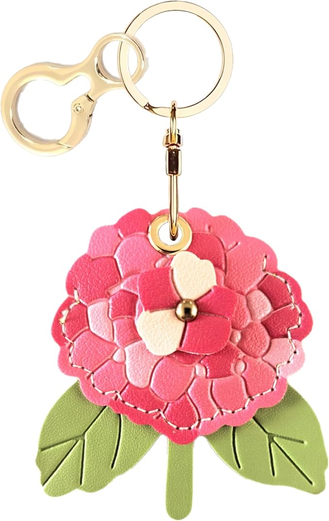 BORKUANA Leather Keychain Holder Case Compatible with AirTag,Cute Protective Cover with Keyring