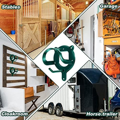 Dunzy 6 Pcs Bridle Hooks Horse Bridle Rack, Dark Green