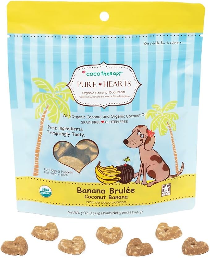Cocotherapy Pure Hearts Coconut Cookies – Banana Brulee, (1 Pouch), 5 Oz.