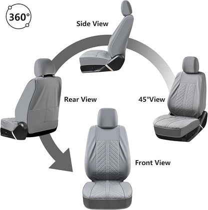 Truckiipa Full Set Leather Seat Covers Fit for Toyota Tacoma Full Coverage Waterproof Seat Covers Cushion Protector Fit for 2016-2023 Toyota Tacoma Double Crew Cab, Full Set, Gray