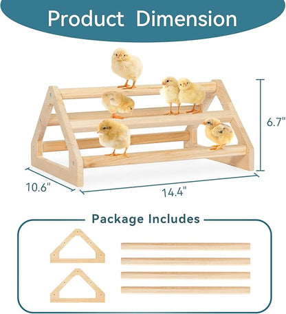 PETSFIT Chick Perch Prevent Rotation Design, Strong Wooden Roosting Bar, Easy to Assemble and Clean, Fun Toys for Chick