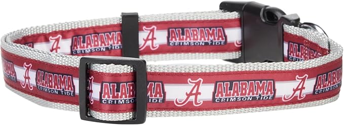 Pets First Collegiate PET Collar New Version Alabama Crimson Tide Dog Collar, Size Large. Best Sports Team Color for Dogs & Cats. A Shiny & Colorful Dog & Cat Collar Licensed by The NCAA