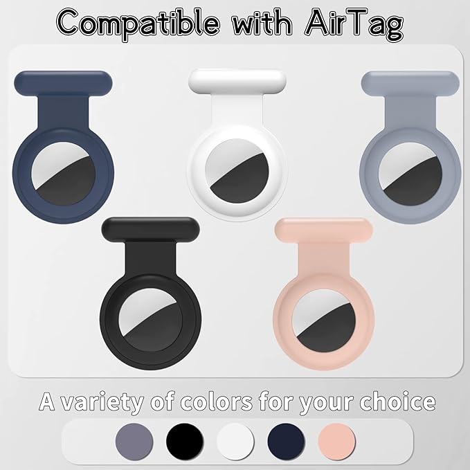 2 Pack Holder Case Compatible for Airtag Tracker, Silicone Hidden GPS Kid Airtag Holder with Invisible Pin, Anti Lost Apple Air Tag Case Cover for Toddlers, Elderly, Pet, Clothing(Black and White)