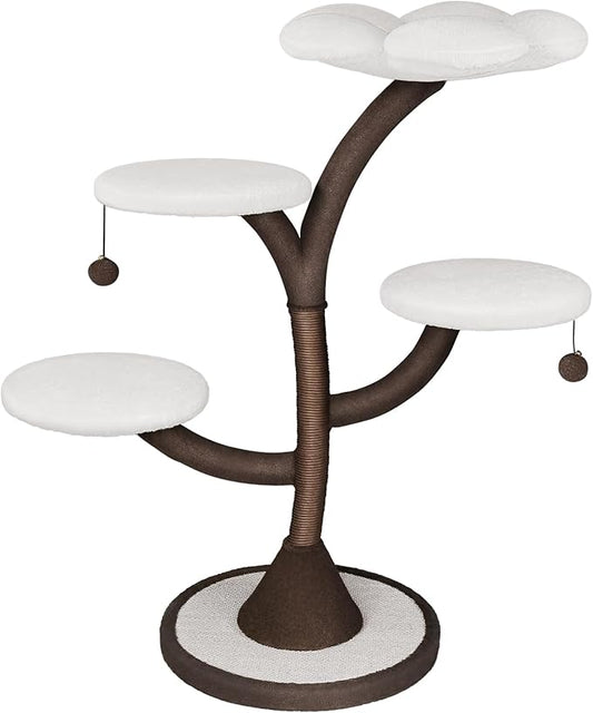 Mavpet Multi-Level Modern Cat Tree, All-in-One Cat Tower with Scratching Post, Flower Cat Tree Houses for Indoor Cats