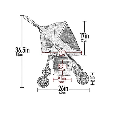 Pet Gear Happy Trails Lite Pet Stroller for Cats/Dogs, Zipper Entry, Easy Fold with Removable Liner, Safety Tether, Storage Basket, Pebble