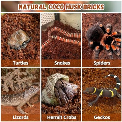 Legigo 6 Pack Coconut Fiber Substrate, Natural Coco Coir Reptile Bedding