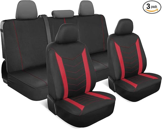 Motor Trend Neoprene Waterproof Seat Covers for Cars, Trucks, & SUV – Black & Red Automotive Interior Protectors - Rear Split Bench Protector for Kids Dogs & Pets – Forros para Asientos de Carro