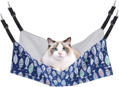PERSUPER Cat Hammock Bed for Cage - 22x18 inch Adjustable Hanging Cat Bed Reversible hammocks for Indoor Cats, Soft Perch, Sleeping and Resting Sleepy Pad for Kitten Ferret Puppy or Small Pet