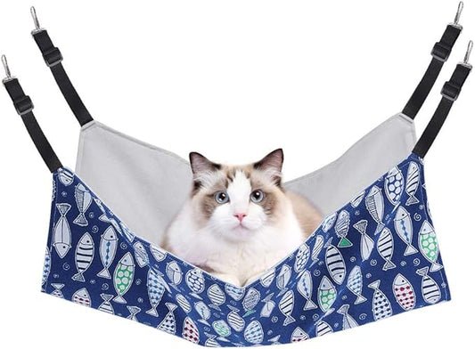 PERSUPER Cat Hammock Bed for Cage - 22x18 inch Adjustable Hanging Cat Bed Reversible hammocks for Indoor Cats, Soft Perch, Sleeping and Resting Sleepy Pad for Kitten Ferret Puppy or Small Pet