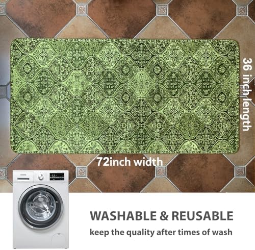 nunubaby Washable Pee Pads for Dogs, Stylish, Non-Slip and Leak-Proof Pee Pads. Reusable Potty Pads for Dogs for Crates and Floors.(Green/Multi,36" x72" )