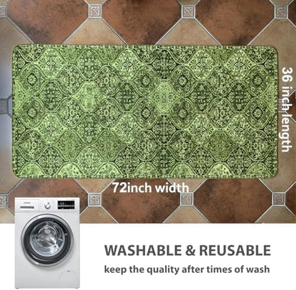 nunubaby Washable Pee Pads for Dogs, Stylish, Non-Slip and Leak-Proof Pee Pads. Reusable Potty Pads for Dogs for Crates and Floors.(Green/Multi,36" x72" )