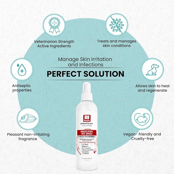 Nootie Medicated Pet Spray for Dogs & Cats, Sensitive Skin Chlorhexidine Spray, Allergy and Itch Relief for Dogs, Sold in Over 5,000 Vet Clinics & Pet Stores Worldwide