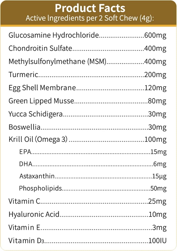 180 Chews Glucosamine Chondroitin Joint Chews for Dogs, Chicken Flavor 13 in 1 with Glucosamine, Chondroitin, MSM, Omega-3 Support Hip & Joint Support - Joint Pain Relief Flavored Fit All Breed
