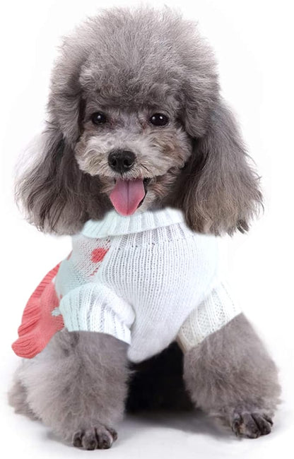 CHBORCHICEN Pet Dog Sweaters Classic Knitwear Turtleneck Winter Warm Puppy Clothing Cute Strawberry and Heart Doggie Sweater (XXS, Dress-Pink)